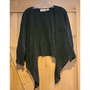 Vtg Vermont Country Store Size XL Cardigan Lagoon Look Tie Waist Black Batik??